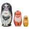 Set of 3 Black, Red & Yellow Cats Wooden Nesting Dolls 4.25 Inches